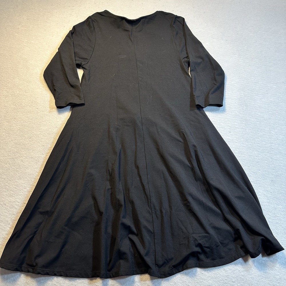 Anthropologie Bel Kazan Front Zip Fit Flare Dress Black Long Sleeve Pockets M - Picture 7 of 7